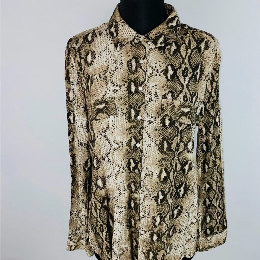 Snake print button-up shirt NWT Size L